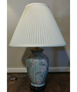 Vintage Floral Bird Green Porcelain Elegant Vase 28&quot; Table Lamp - $222.70