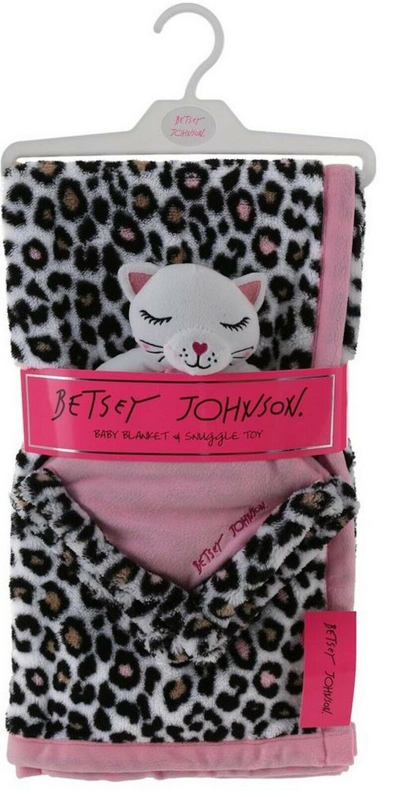 NWT BETSEY JOHNSON 2PC BABY BLANKET/SECURITY BLANKET LEOPARD PRINT