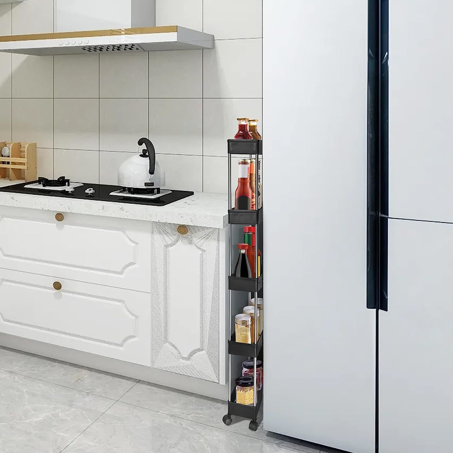 Mupera Slim Storage Cart 5 Tier Utility Rolling Slide Out Storage