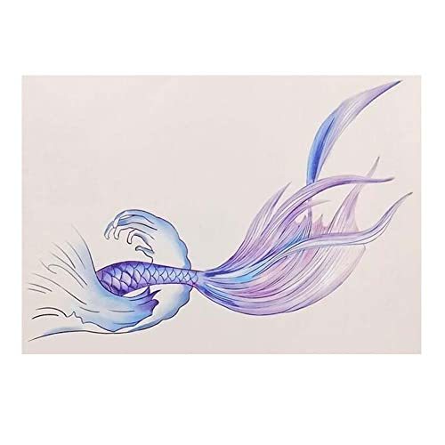 5 Sheets Blue Purple Mermaid Tail Temporary Tattoo Stickers Sea Waves Collarbone