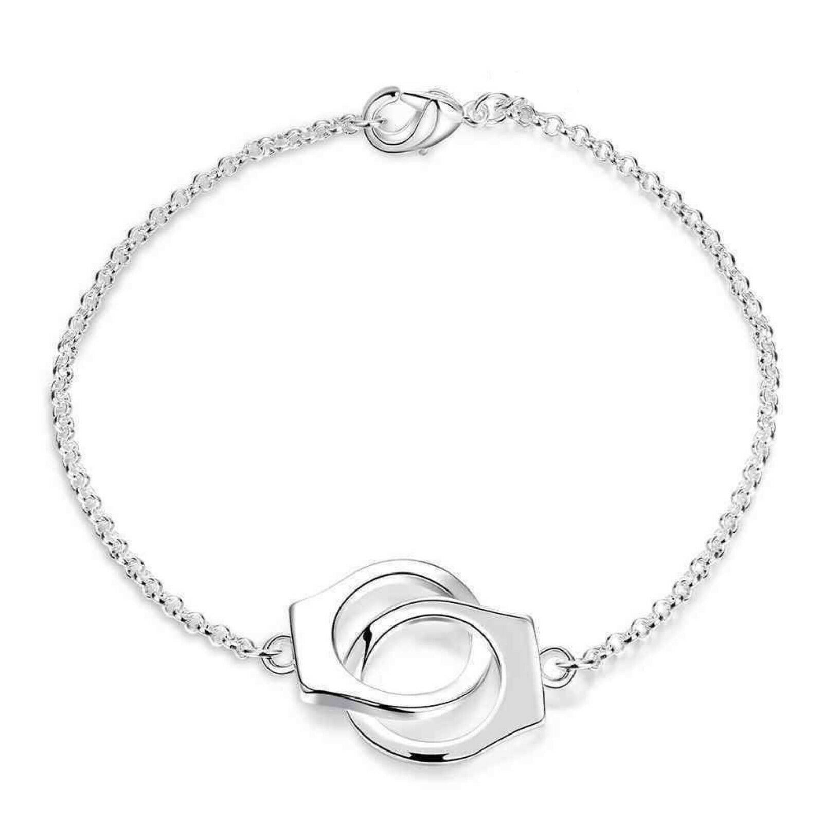Handcuffs Chain Bracelet Sterling Silver NEW