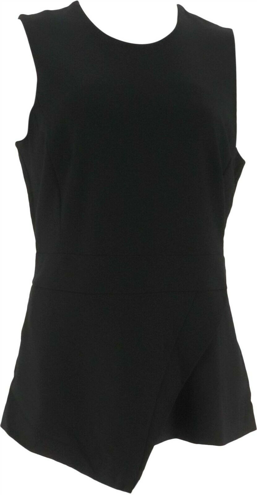 GILI Milano Ponte Knit Scoop Neck Lined Asymmetrical Pcd Top Black 0 NEW A277125