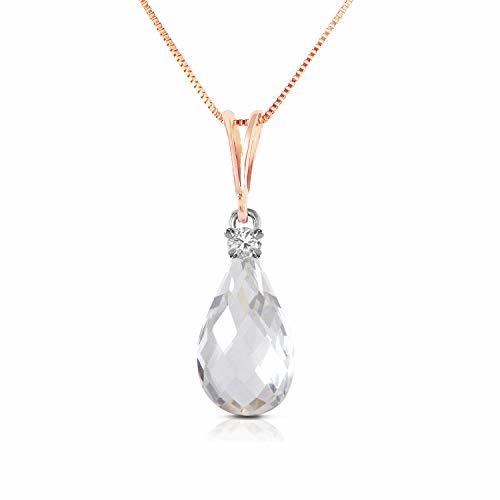 Galaxy Gold GG 14k 16 Rose Gold Necklace with Natural Diamond and White Topaz