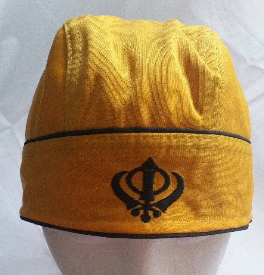 Sikh Punjabi turban Yellow Jean patka pathka Khanda bandana Head Wrap ...