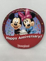 Disneyland Mickey Minnie Happy Anniversary Button Pin - Rare Collectible - $6.64