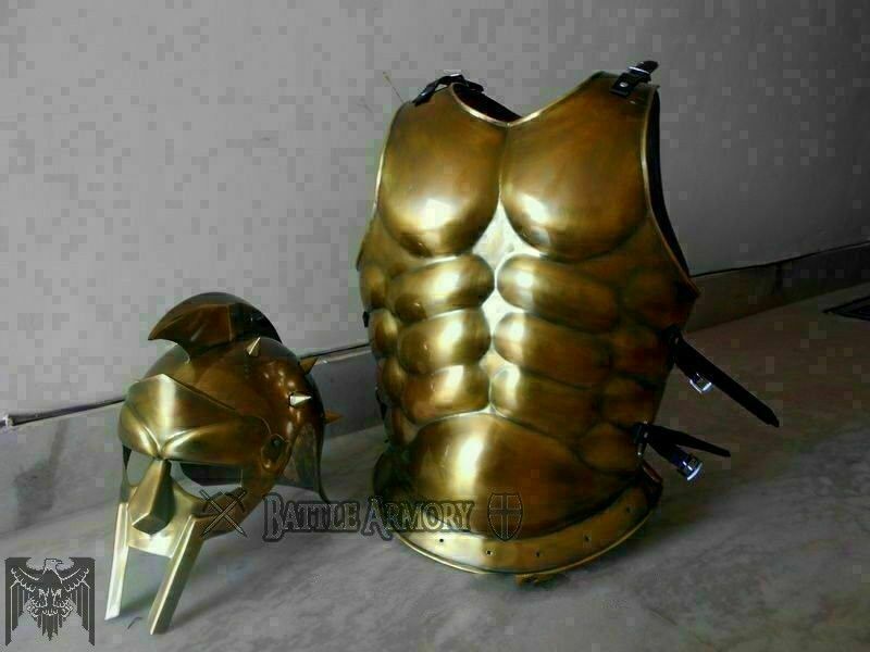 Armure musculaire médiévale et casque de cinéma Gladiator Veste musculaire...