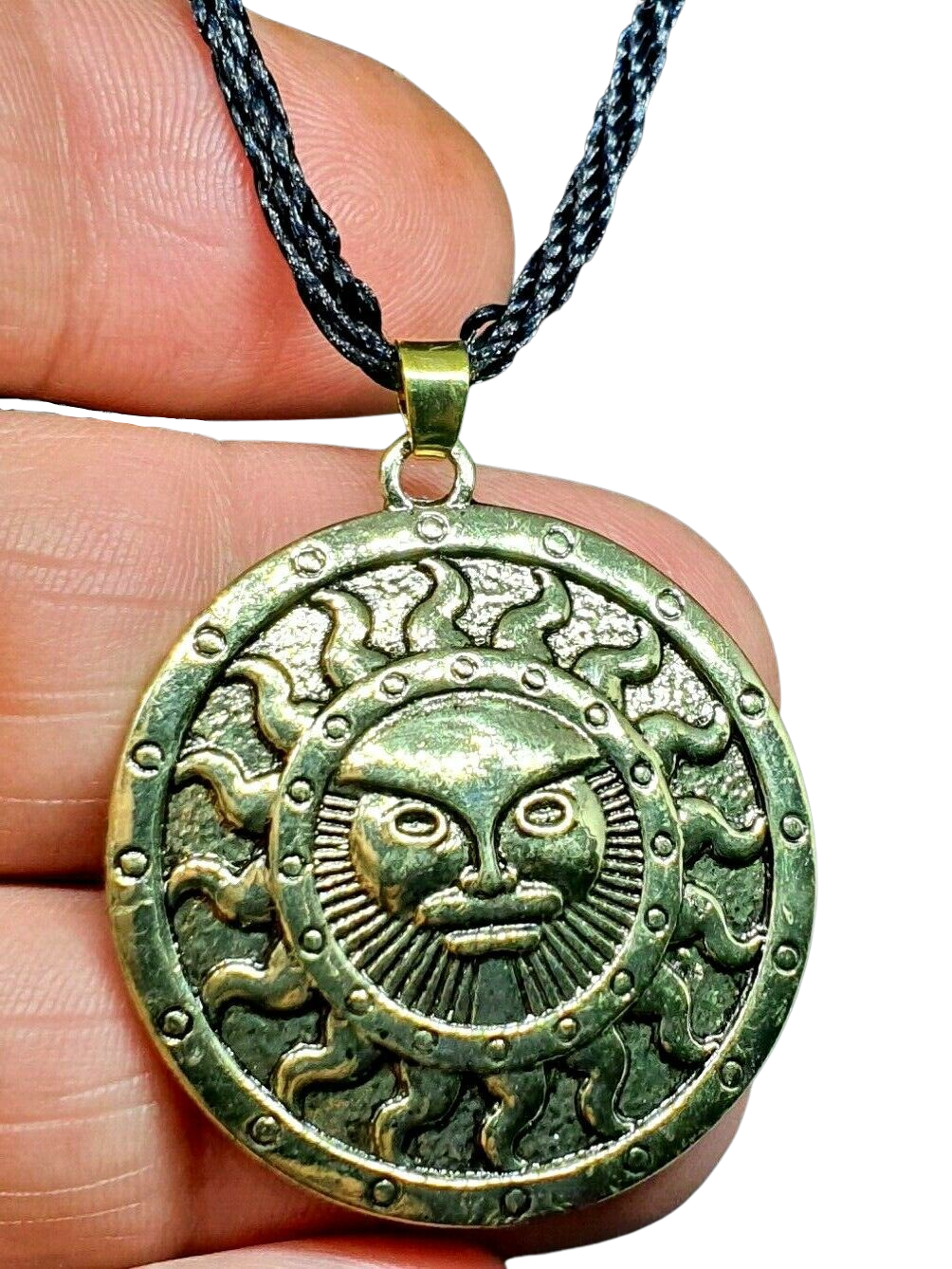 Sun Pendant Slavic God Yarilo Spring God of War Protection Twist Cord Necklace