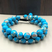 Naturel Bleu Cuivre Turquoise 8mm Perles 2 Strand Fil Bracelet 2TB-14 - $13.85