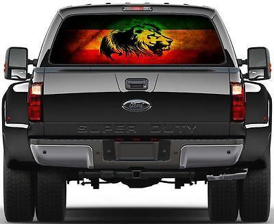 Image of Lion Of Judah Rasta Flag Rear Window Graphic Decal Sticker Car Truck SUV Van 321