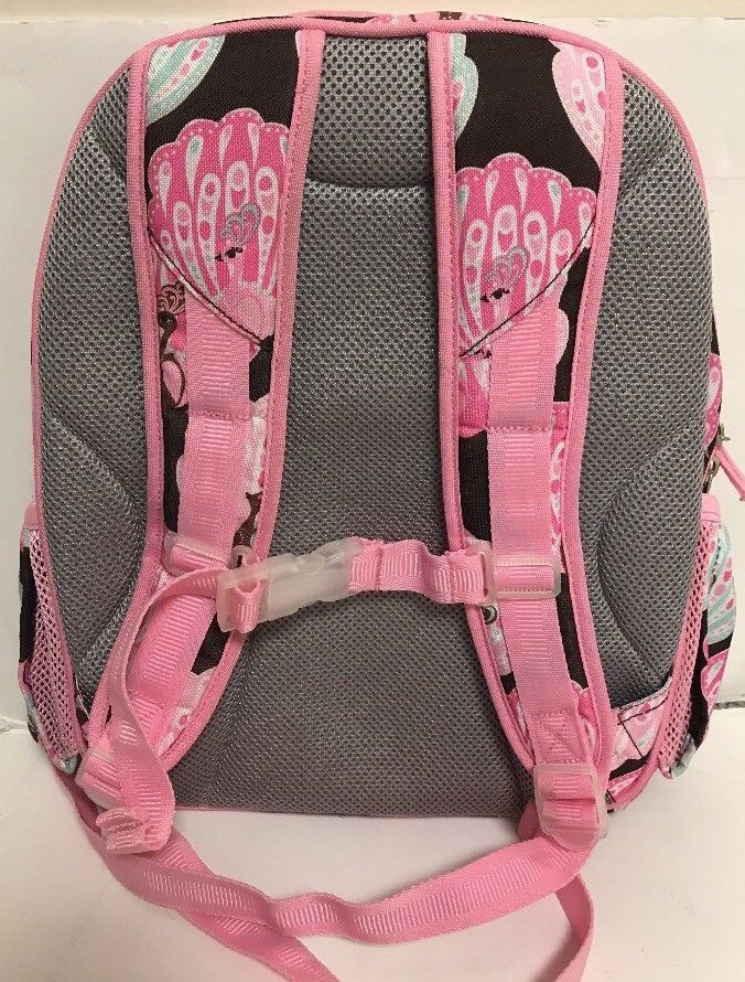 Pottery barn kids small backpack girls peacock chocolate brown pink