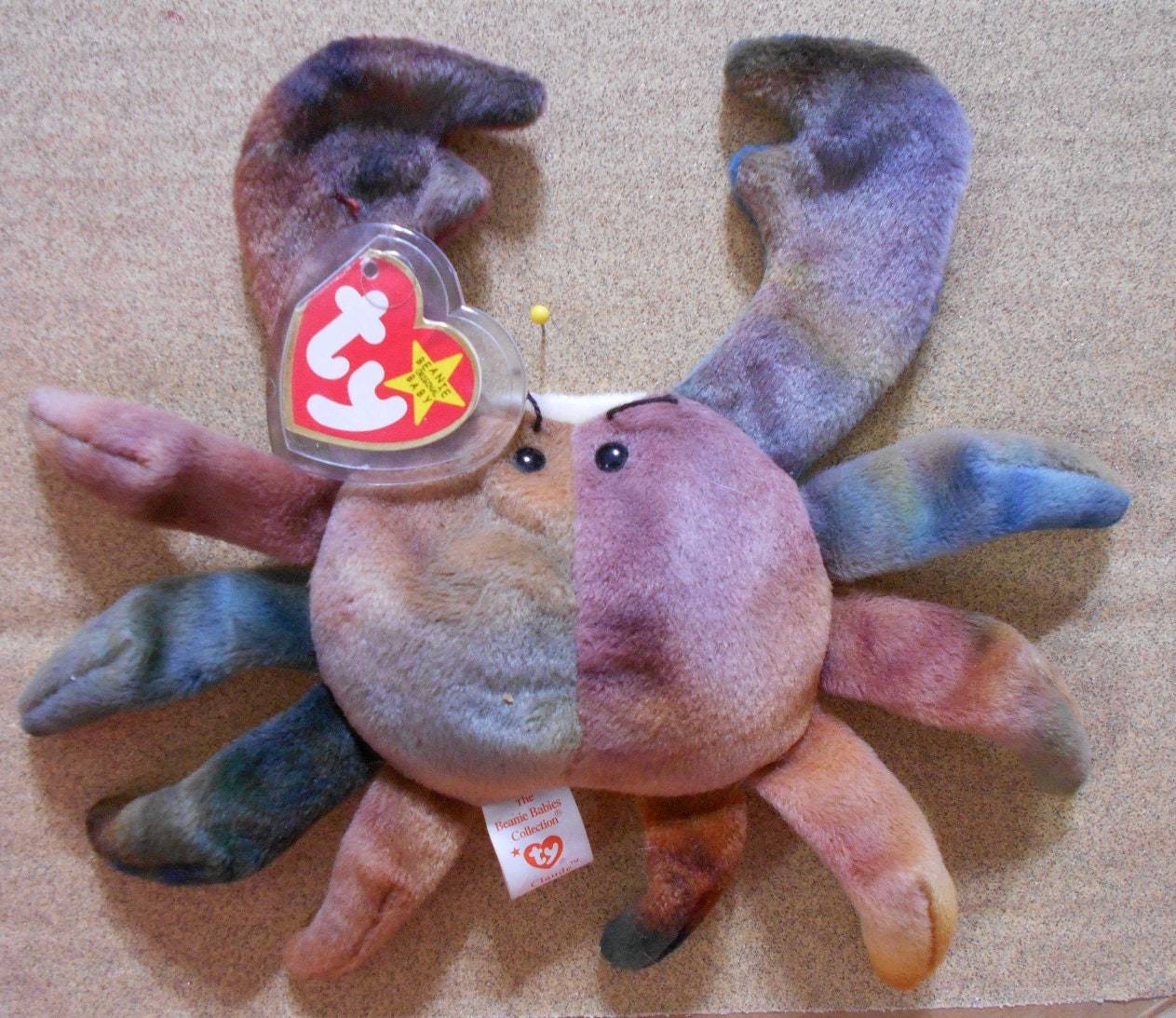 Ty "Claude the Crab" Beanie Baby w/ Tag Errors, Very RARE 4083, Old Vintage HK Lobsters
