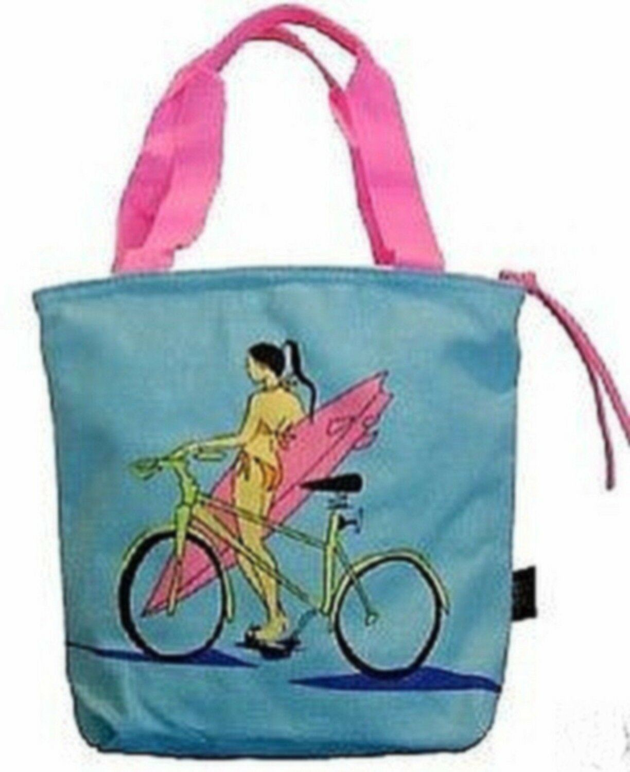 Surfer Girl Aqua & Pink Tote Bags Wholesale Lot of 10 Beach Bags Small
