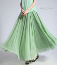 DARK GREEN Chiffon Skirt Plus Size Full Long Chiffon Skirt Beach Skirt image 6