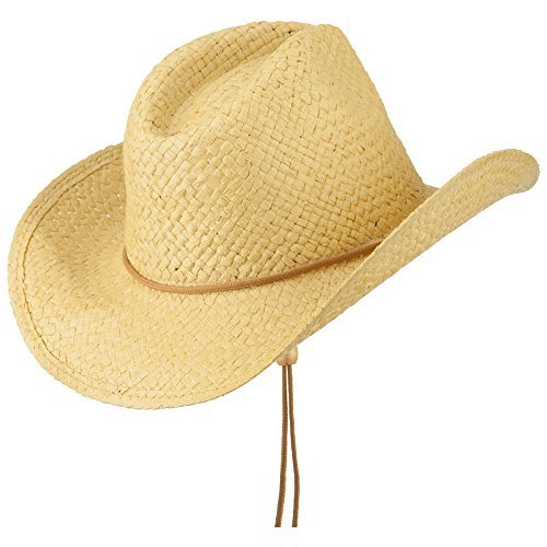 Adjustable String Straw Cowboy Hat Natural OSFM Genuine Gemstone