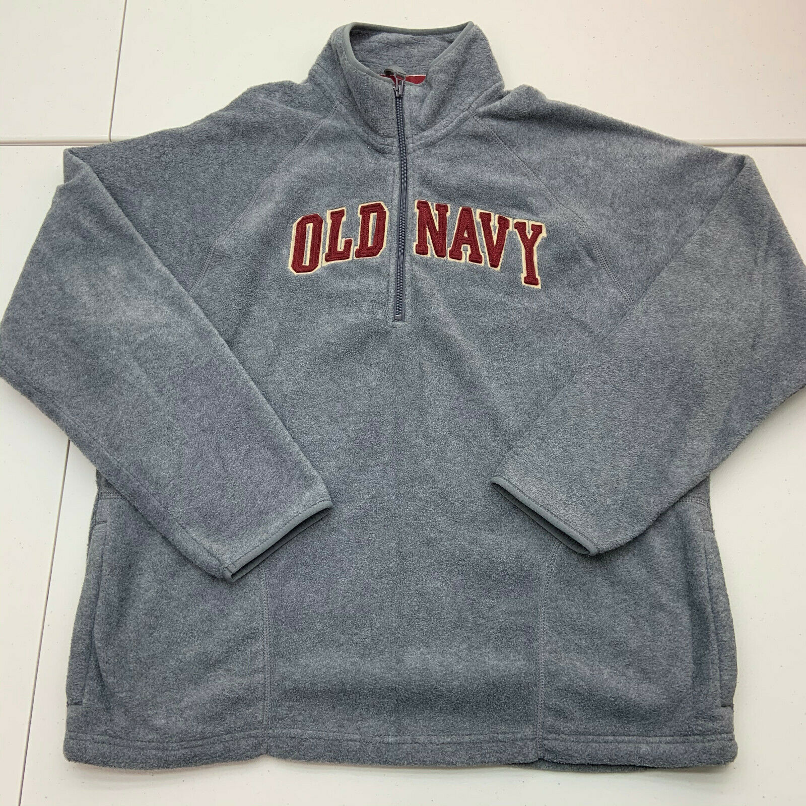 Old Navy Quarter Zip Fleece Jacket Mens XXL Gray Long Sleeve Casual ...