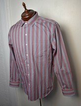 Tommy Bahama Cotton/Silk Pink Navy White Checkered Long Sleeve Shirt - Men's M - $42.70