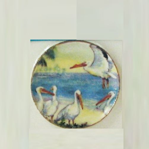 Primary image for DOLLHOUSE Plate w Pelicans Lg Round CDD538 By Barb Wall Art Miniature