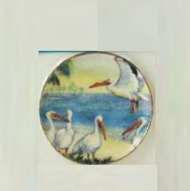 Dollhouse Plate W Pelicans Lg Round CDD538 By Barb Wall Art Miniature - $5.18