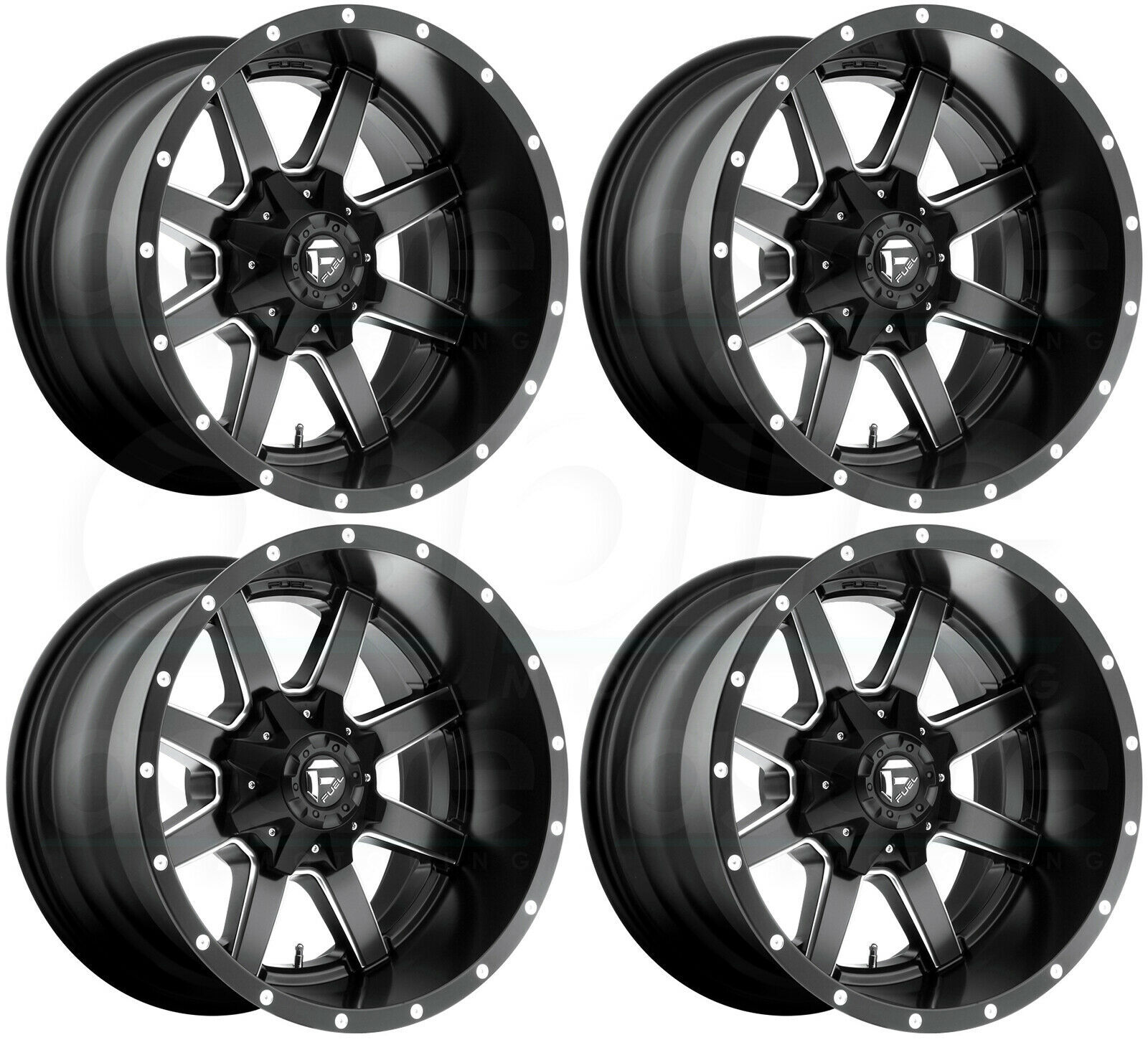 20x10 Fuel D610 Maverick 8x180 18 Gloss Black Milled Wheels Rims Set 4 Wheels