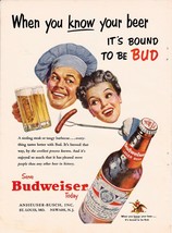 Vintage 1953 Print Ad BUDWEISER &quot; When You Know Your Beer It&#39;s Bound To ... - $8.99