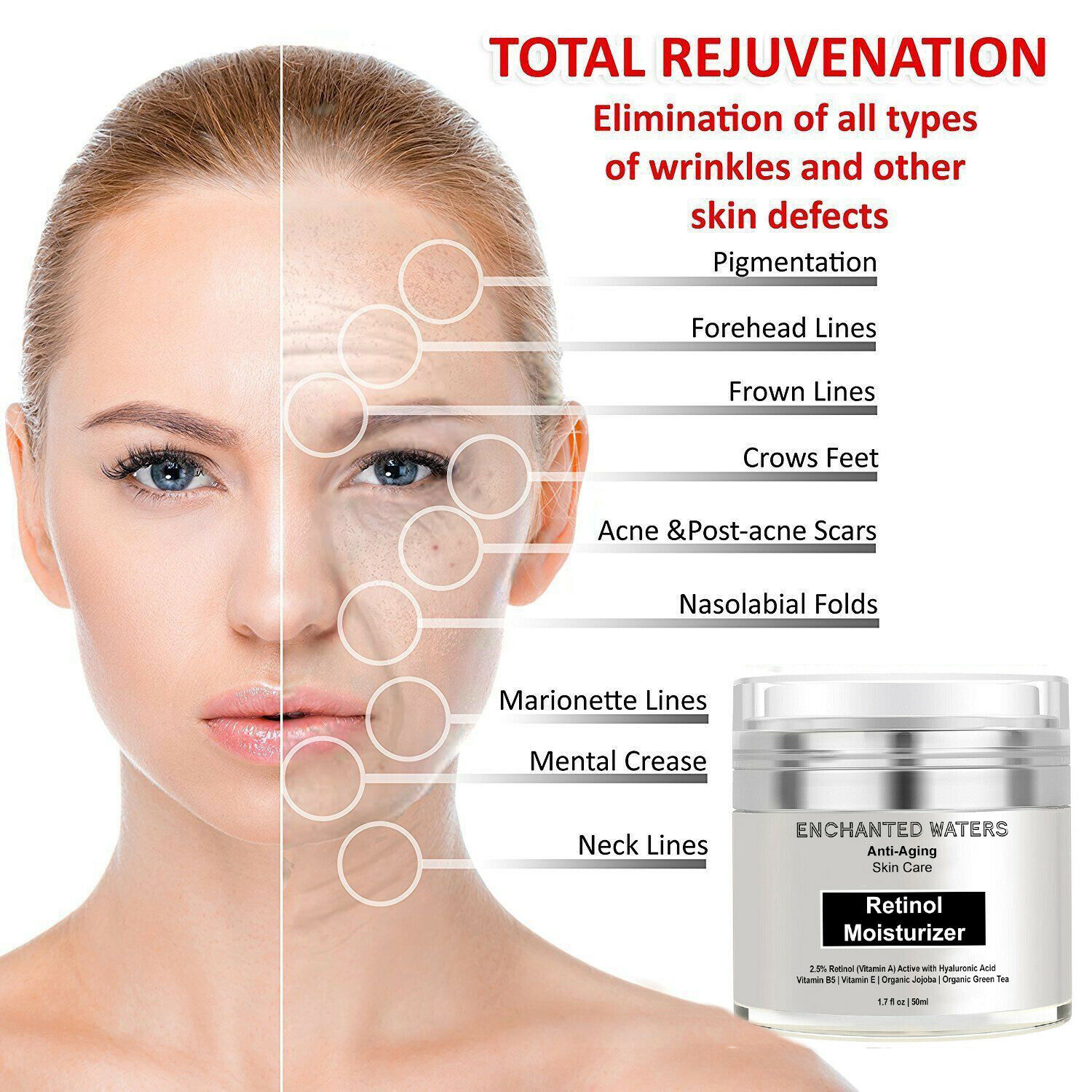 Retinol Moisturizer Night Cream in Hyaluronic Acid- Face Neck Eye ...