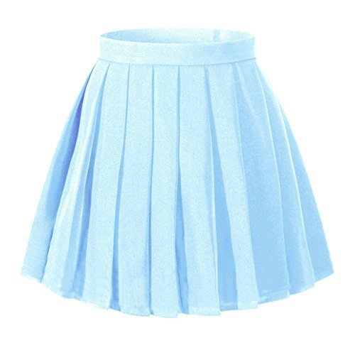 Girl's Dance costume Pleated Flared Skirts (XS,light blue)