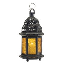 Accent Plus 37437 Yellow Glass Moroccan Lantern, Multicolor - $31.68