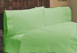 Extra Deep Wall Fitted Sheet+2 Pillow Case 1000 TC Sage Stripe Select Size - $43.19