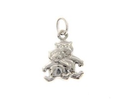18K White Gold Mother & Son Bear Teddy Bear Pendant Charm 22 Mm Made In Italy - $177.75