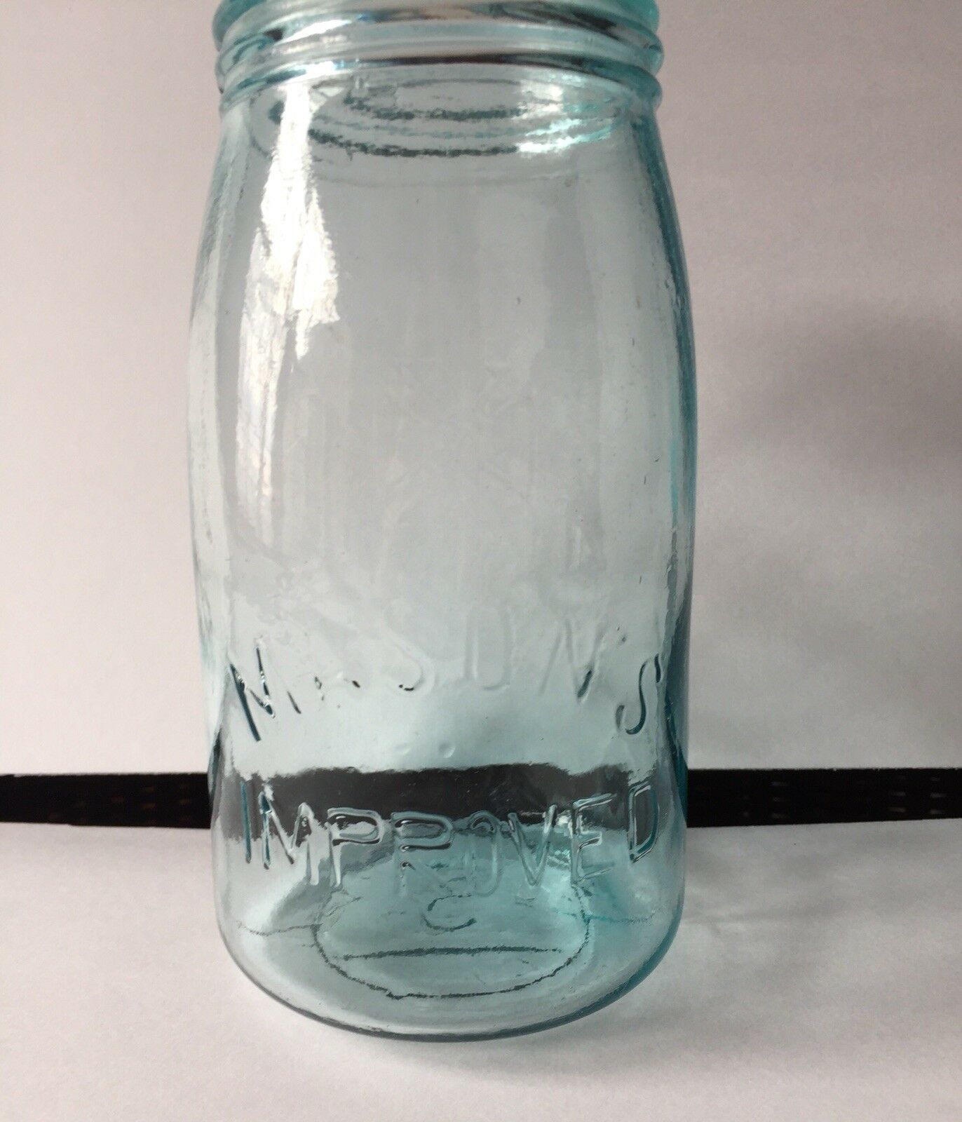 Aqua Blue Quart Canning Jar Mason's Improved Maltese Hero Cross HFJ Co