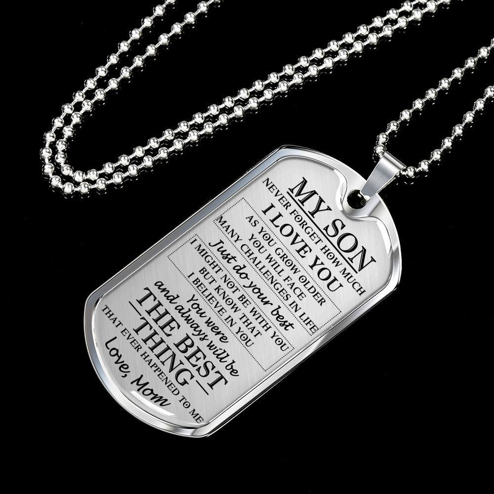 from mom to son dog tag necklace