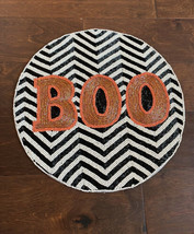 NICOLE MILLER Set Of 2 Beaded BOO Halloween Orange Black White Placemat Chargers - $59.98