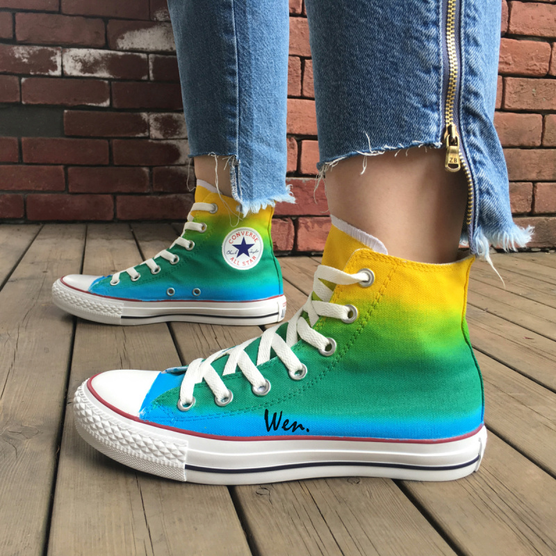 red blue yellow and green converse