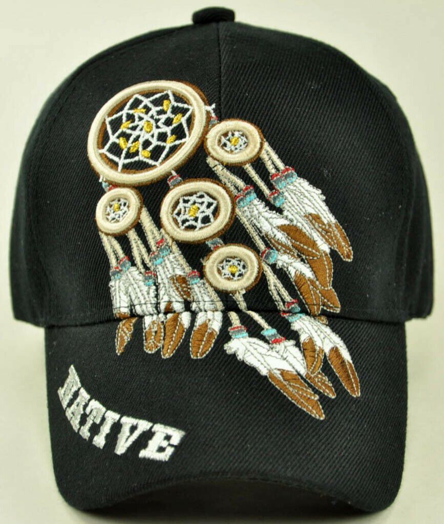 NATIVE PRIDE INDIAN FEATHER DREAM CATCHER CAP HAT N1 BLACK - Men's Hats