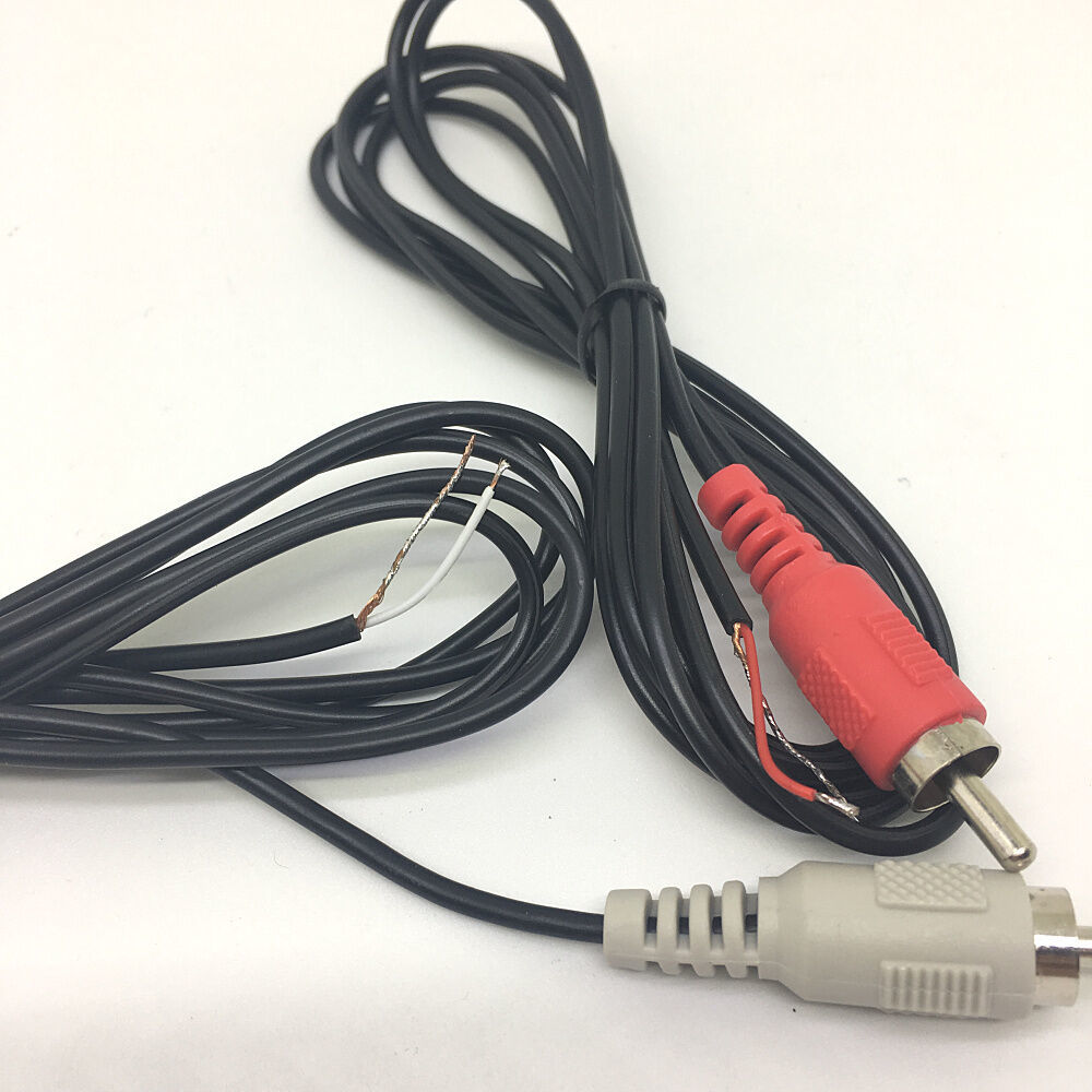 2 pair Replacement repair Speaker Bare Wire cable 5ft With RCA Plug to Stripped Audio Cables