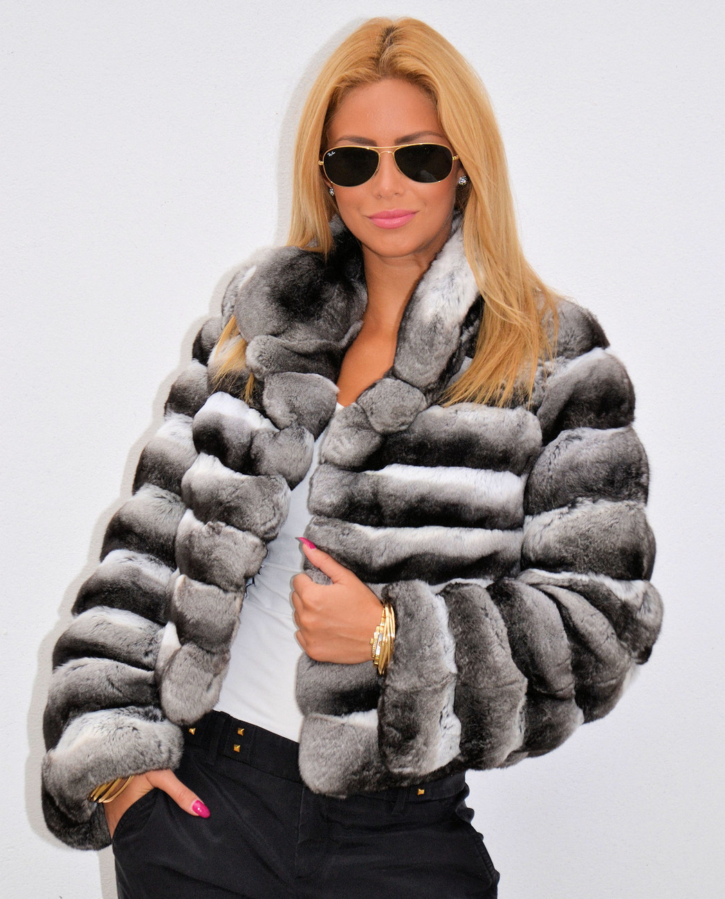 CHINCHILLA FUR winter jacket coat new with tag S M L XL - Coats & Jackets