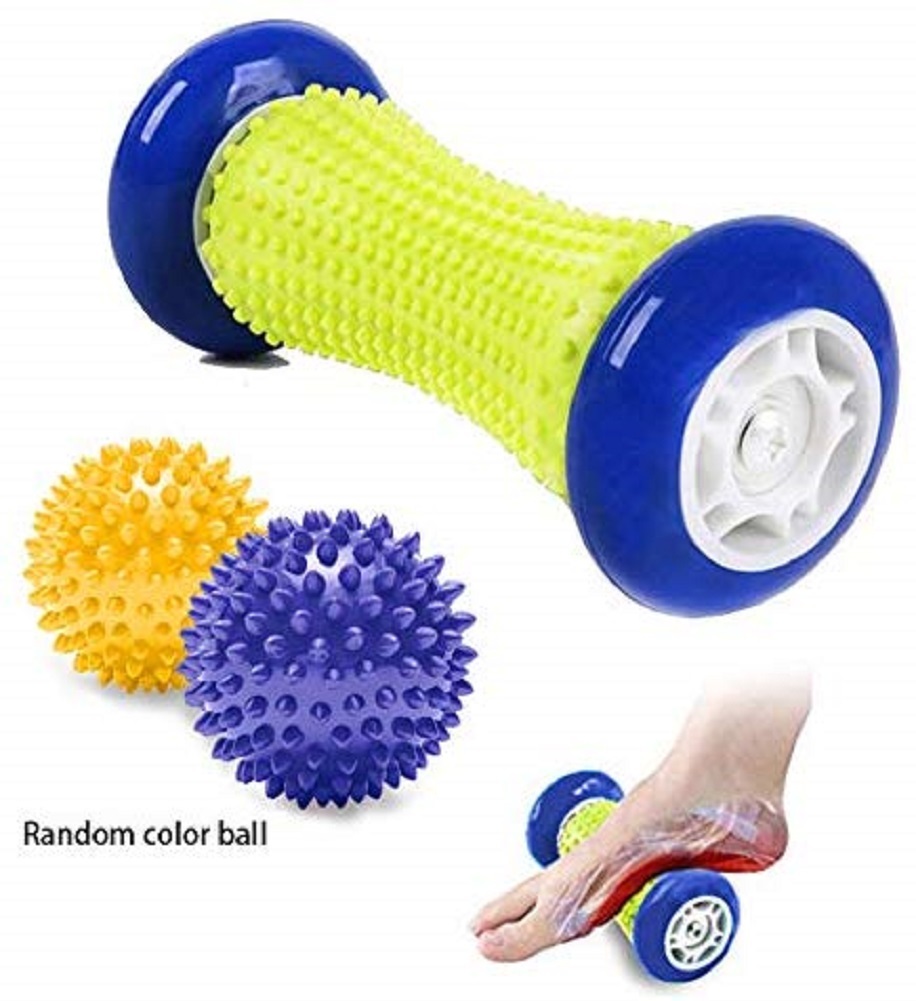 Foot Massage Roller Spiky Ball Relieve Plantar Fasciitis Heel Spurs Foot Blue﻿ Massagers