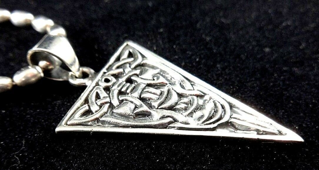 Solid Sterling Silver Celtic Knot Sword In Triquetra Trinity Pendant 