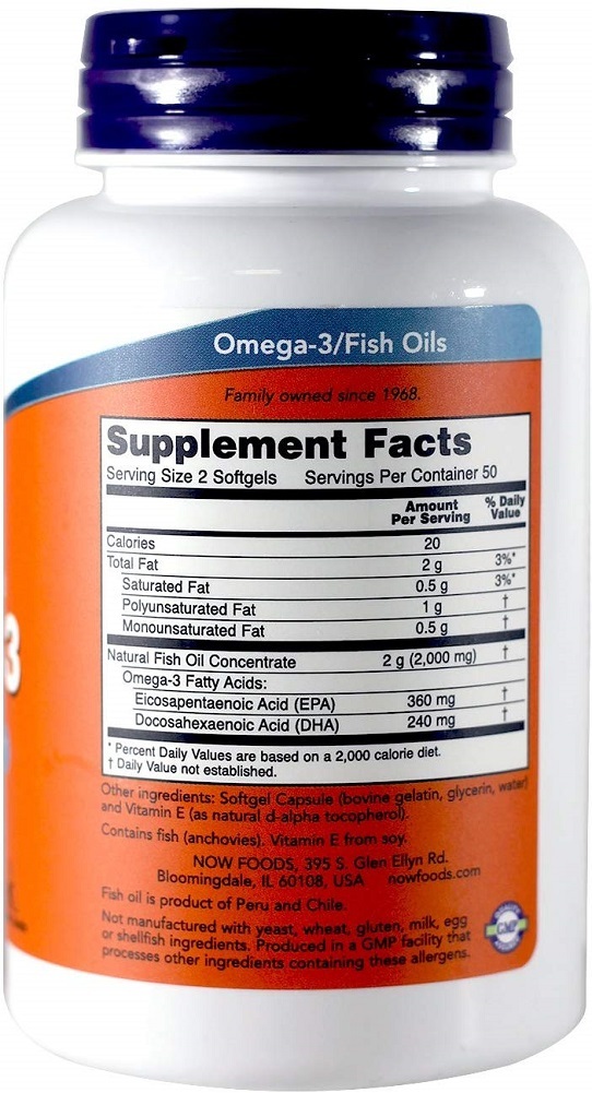 Now Omega-3 2000mg, 100 Count (Pack of 2)