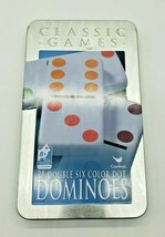 Classic Games Double Six Dominoes  Color Dot Pieces-28 Tiles  w/ Tin Box - $14.84