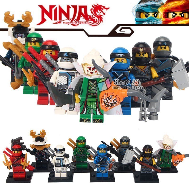 New 8 Stk Ninjago Mini Figures Kai Jay Zane Lloyd Cole Fire Building Blocks