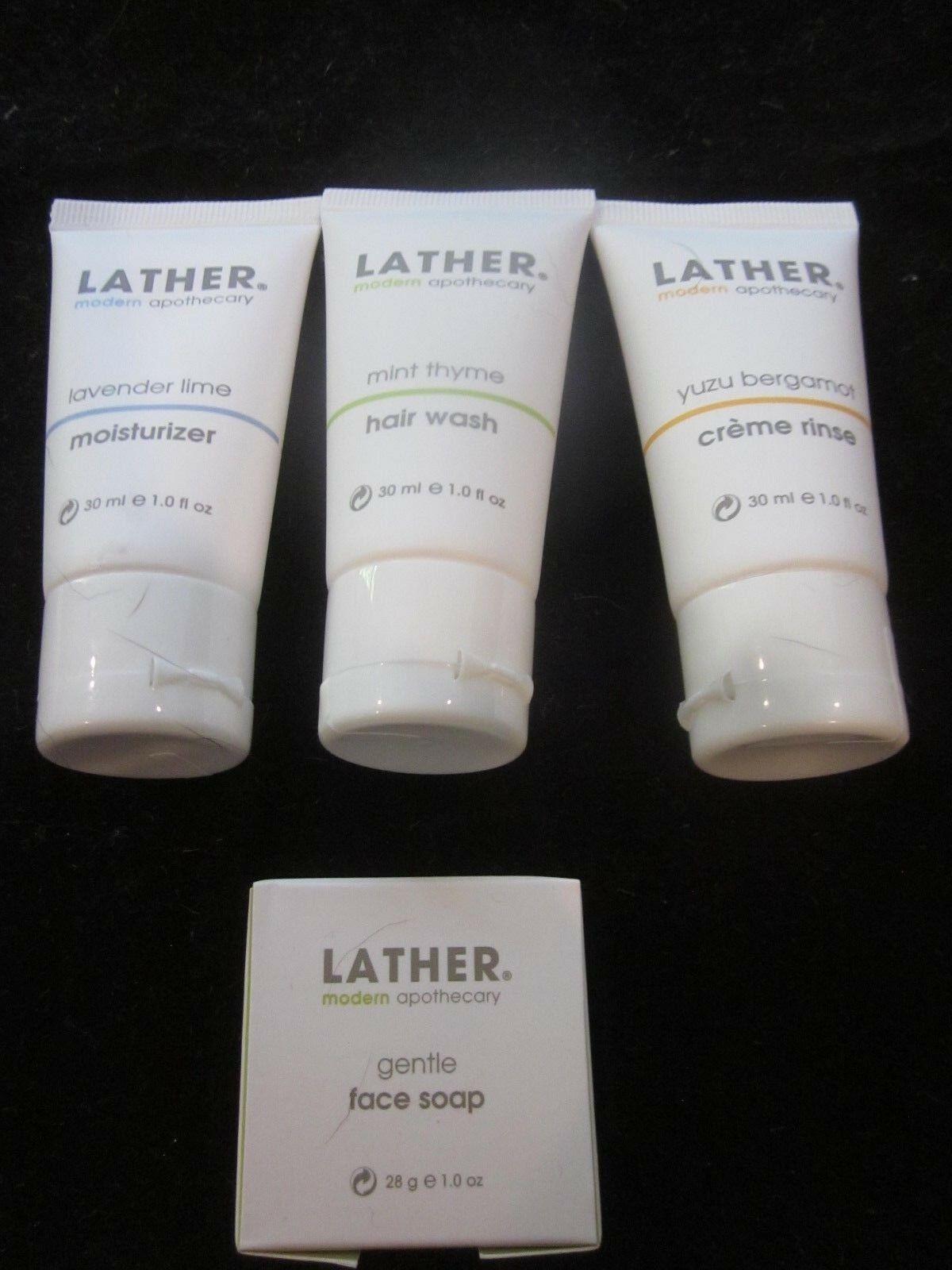 LATHER MODERN APOTHECARY HAIR WASH CREME RINSE MOSITURIZER FACE SOAP