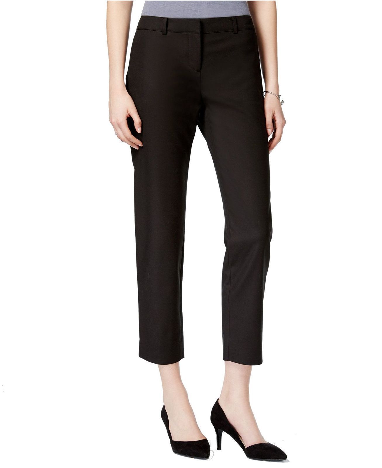 Bar III Womens Solid Cropped Trouser Dress Pants Size 2 Deep Black $69 ...