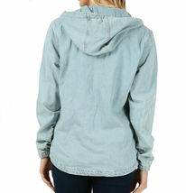 Women’s Premium Cotton Casual Hoodie Half Zip Pullover Denim Jean Jacket image 5