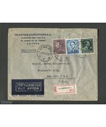 1956 Canceled Belgium Air Mail Envelope with 3 stamps SG:BE 768, 1088, 1459 - $5.50