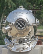 NauticalMart 18" U.S Navy Mark V Chrome Finish Sea Diving Divers Helmet
