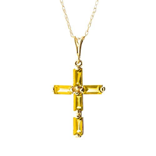 Galaxy Gold GG 14k Solid Gold 18 Necklace with Citrines Cross Pendant
