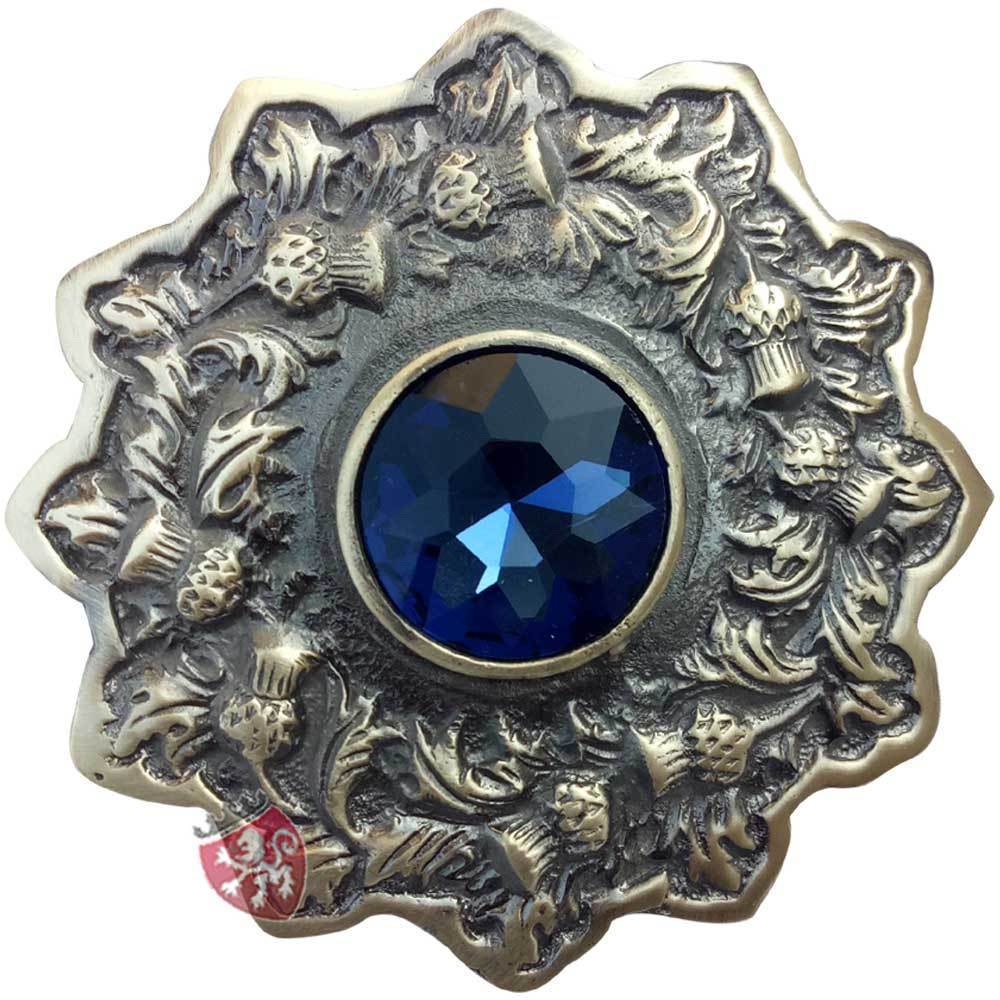 Scottish Fly Plaid Brooch With 1 Brown Stone In Brass Antique Finish 3/" Brooch