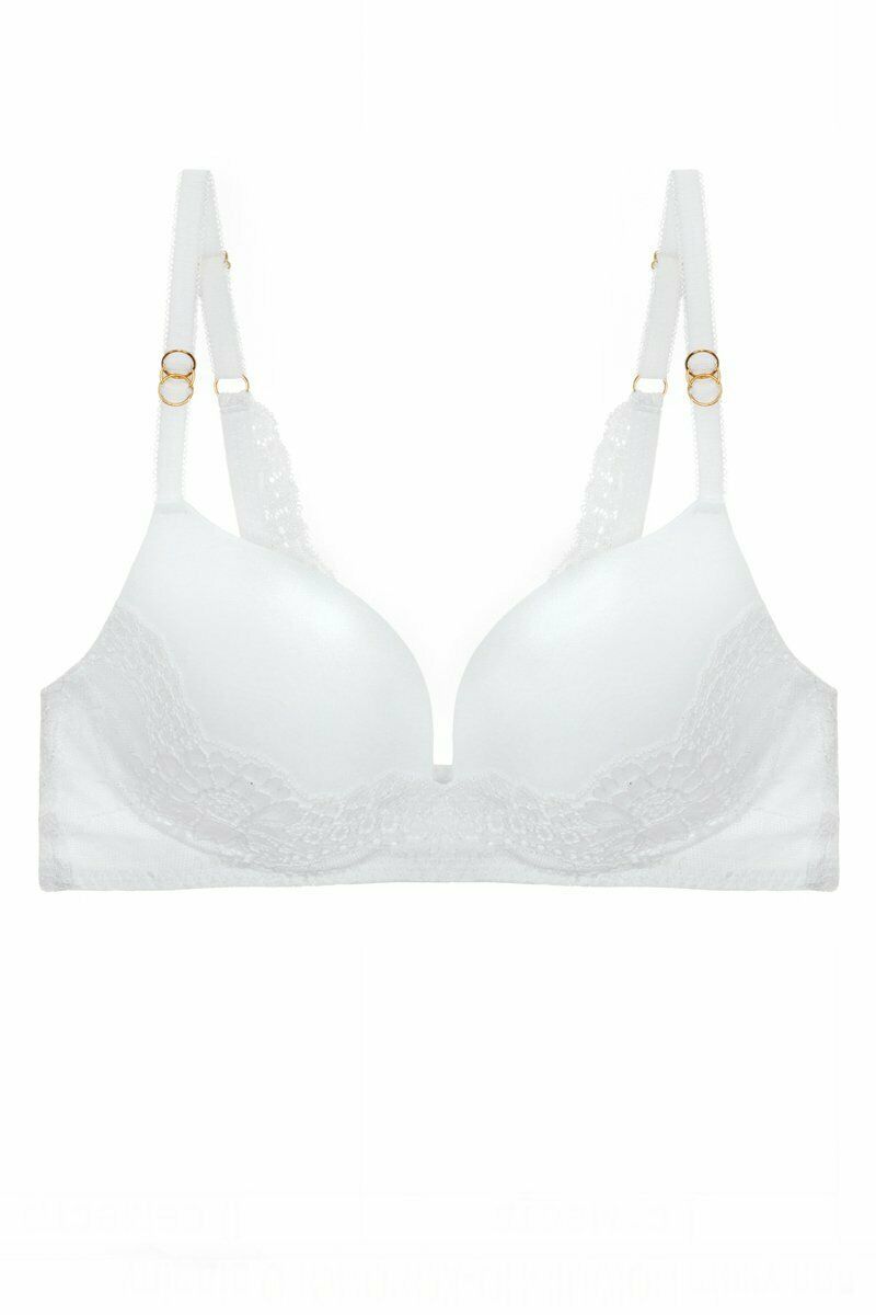 Women's White Solid / Lace Demi Bra - Bras & Bra Sets