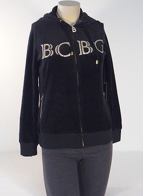 BCBG Maxazria Black u0026 Gold Zip Velour Hooded and 50 similar items